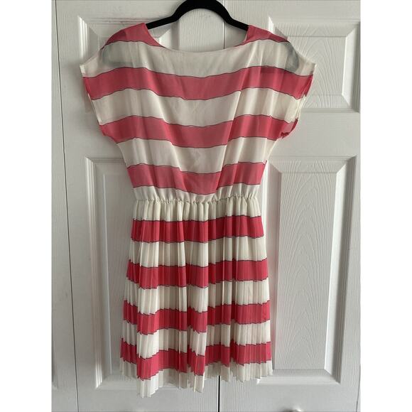 Poema Womens Small Dress Stripe Pleated Preppy Feminine - Picture 5 of 9